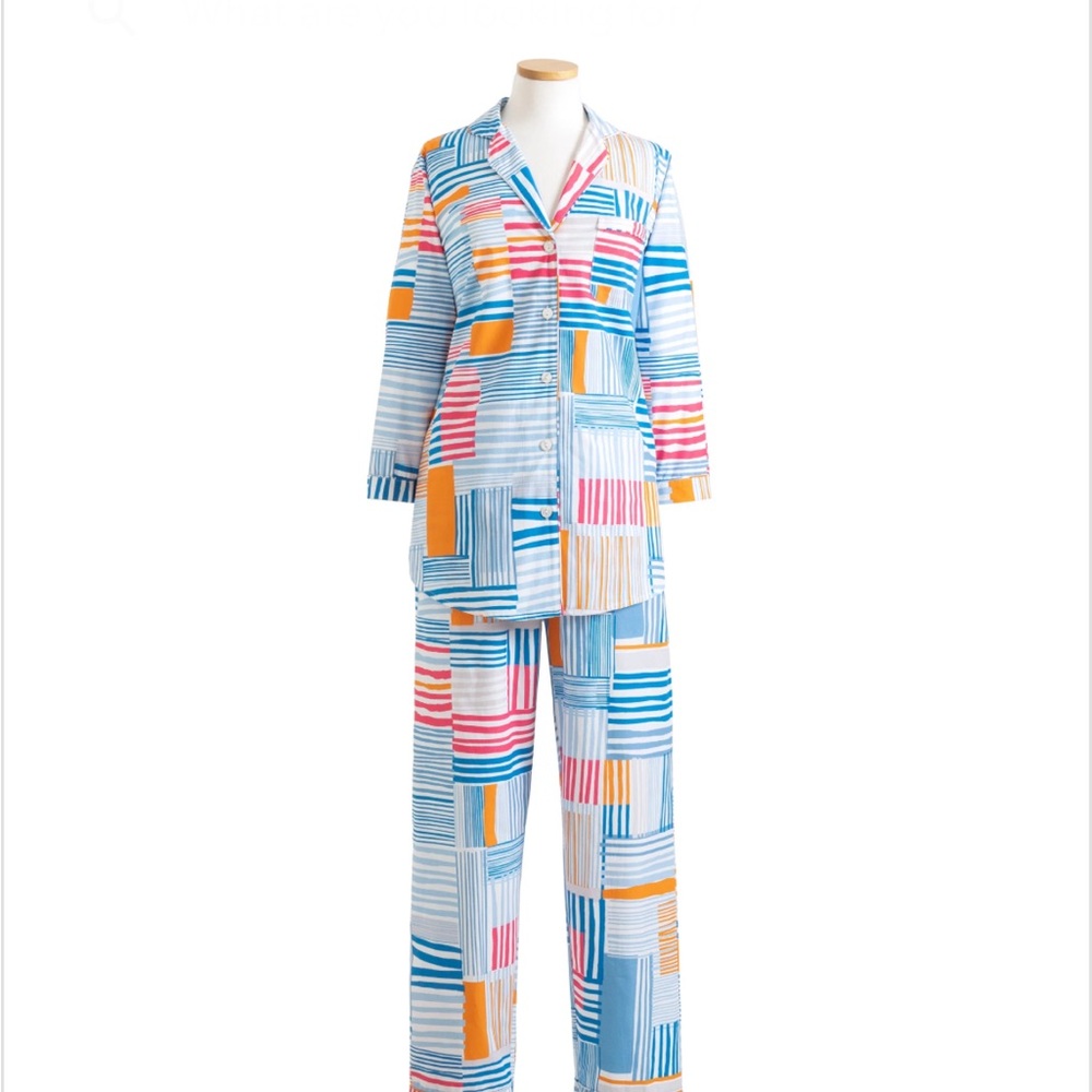 Annie Selke pine cone hill Dash & Albert collection small sleep shirt stripes